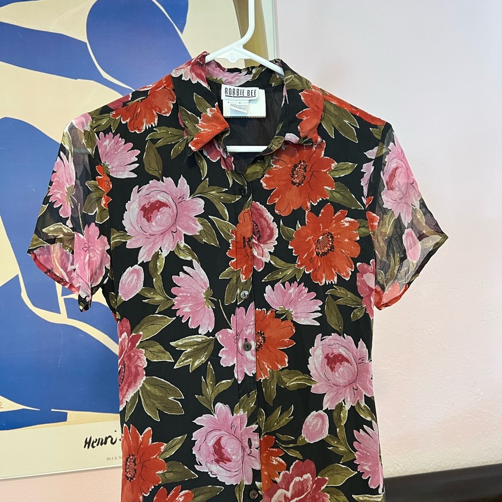 Vintage 90s Silk Floral Dress
